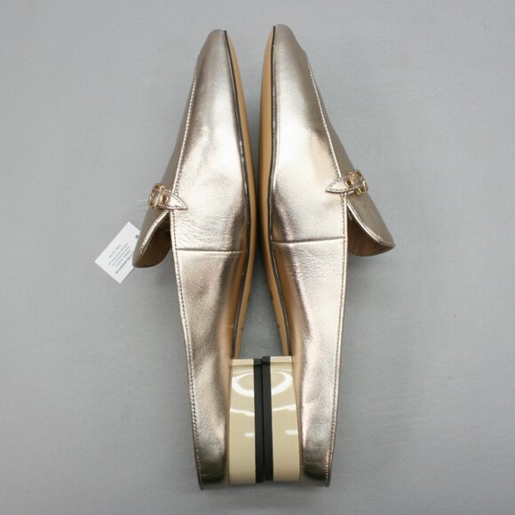 Coach Ladies 11 B Irene Mules Metallic Gold Leather Slides Flats Shearling Shoes - Picture 12 of 12